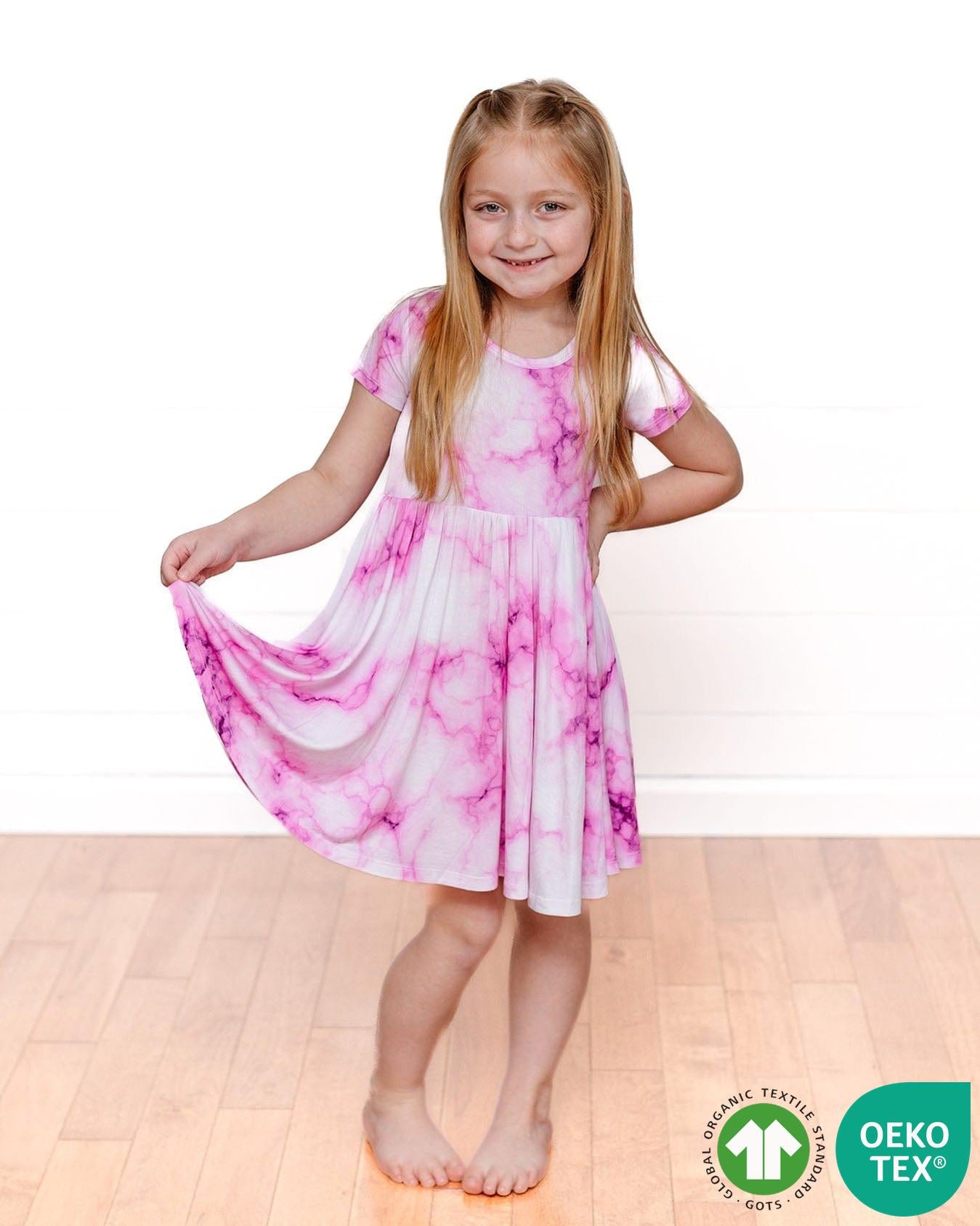 Pink Marble Bamboo Twirl Dress