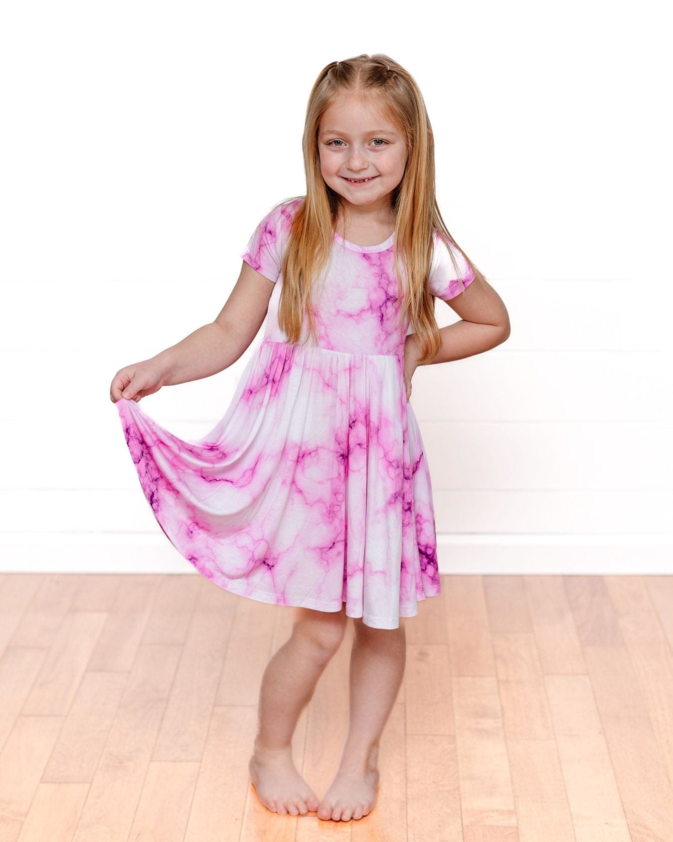 Pink Marble Bamboo Twirl Dress