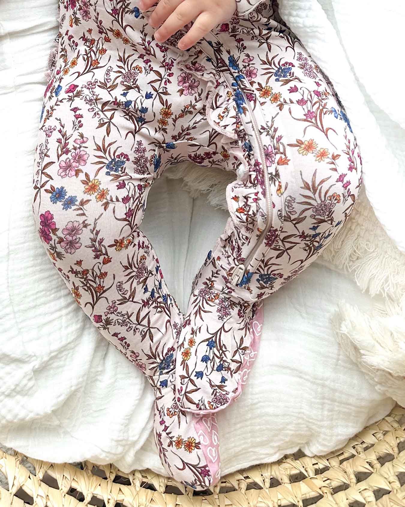 Ariana Ruffled Zippered Footie