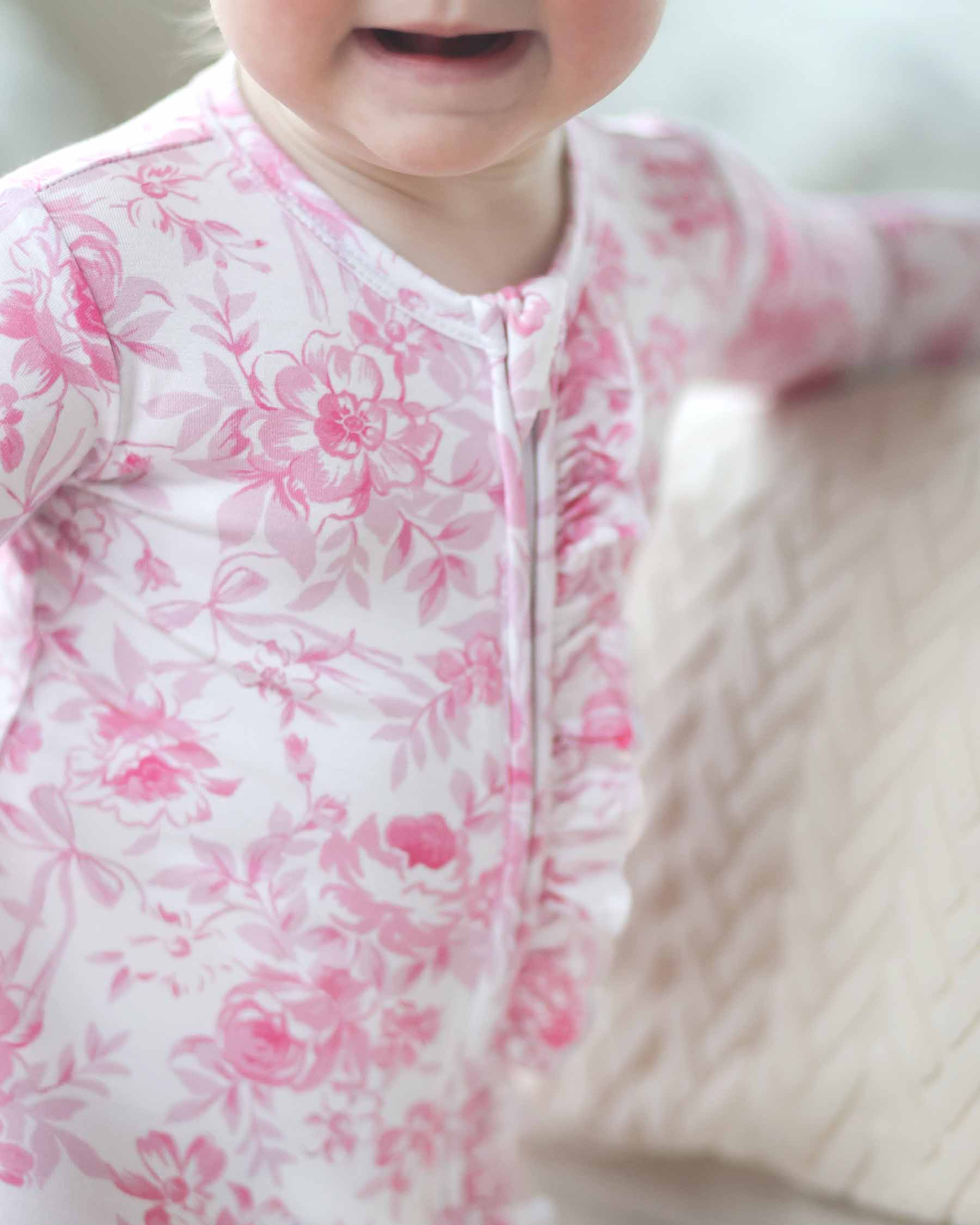 Evelyn Ruffled Zippered Footie