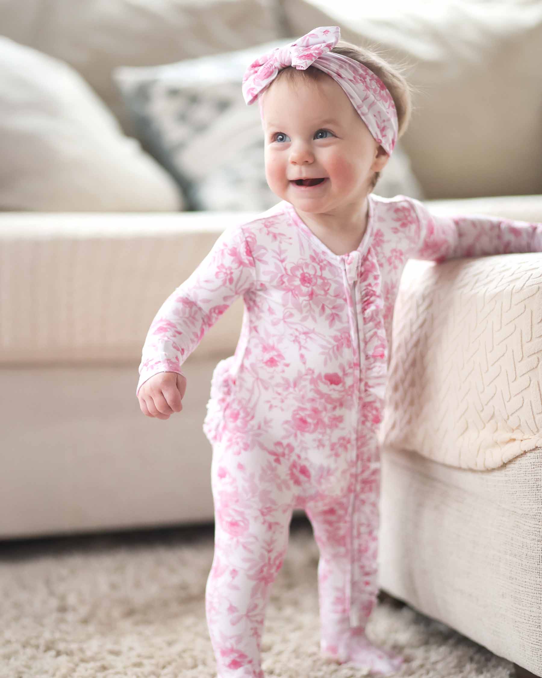 Evelyn Ruffled Zippered Footie