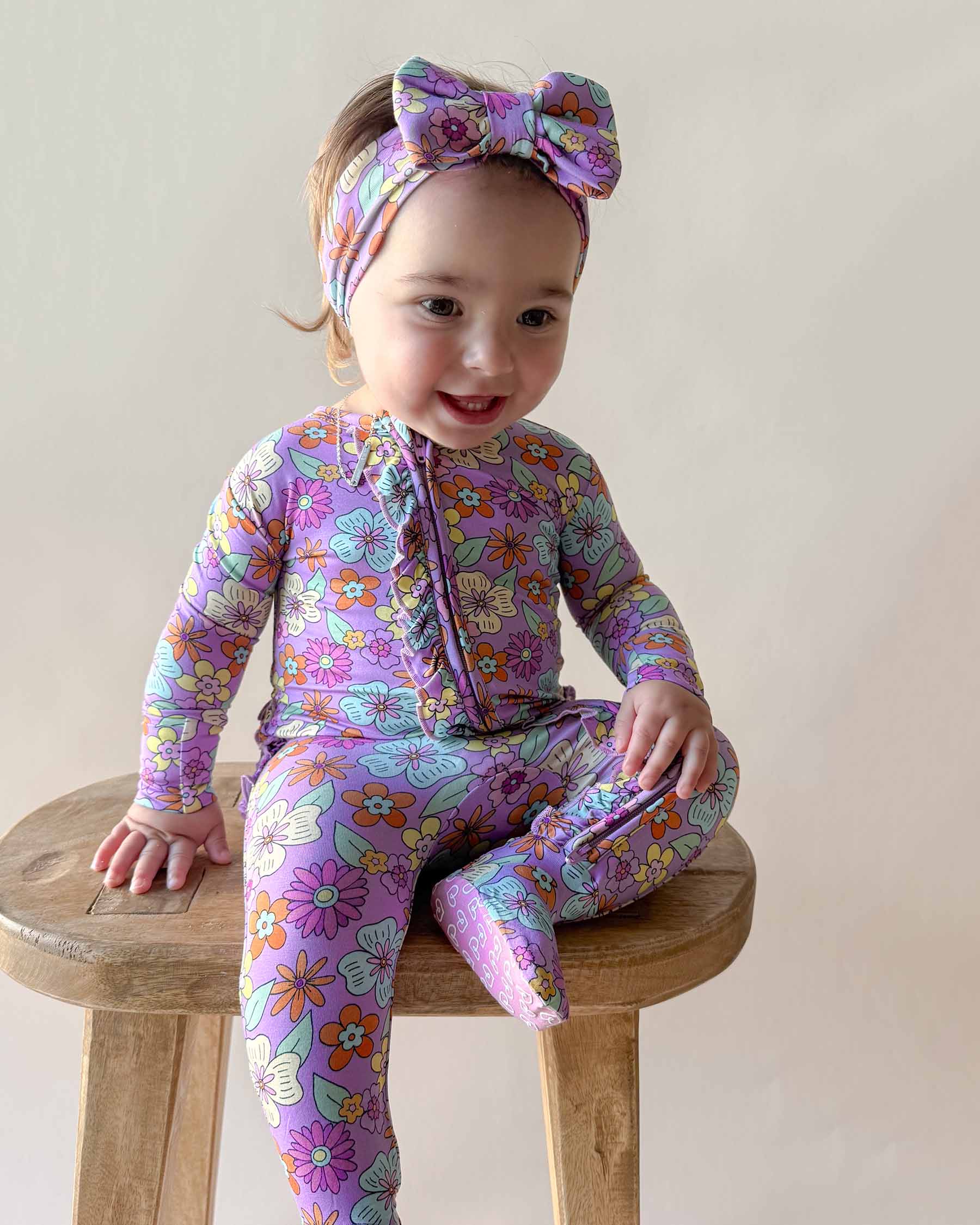 Lucy Ruffled Zippered Footie