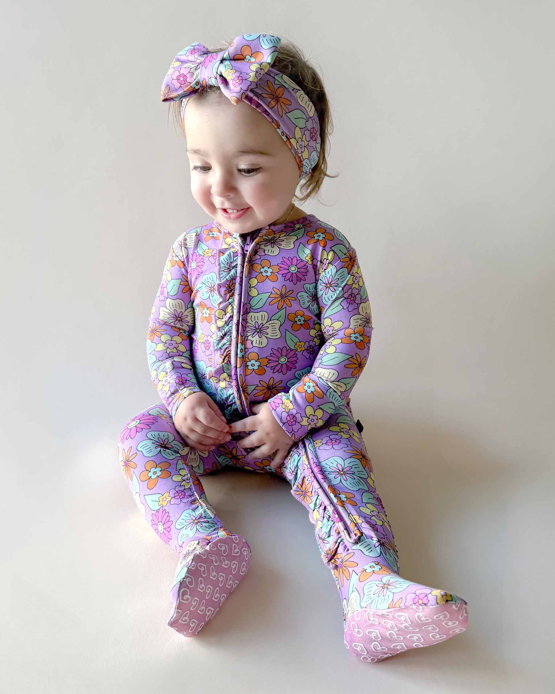 Lucy Ruffled Zippered Footie