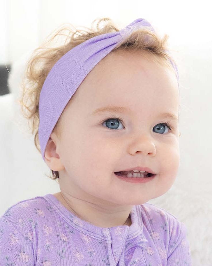 Solid Purple Pointelle Knotted  Headband
