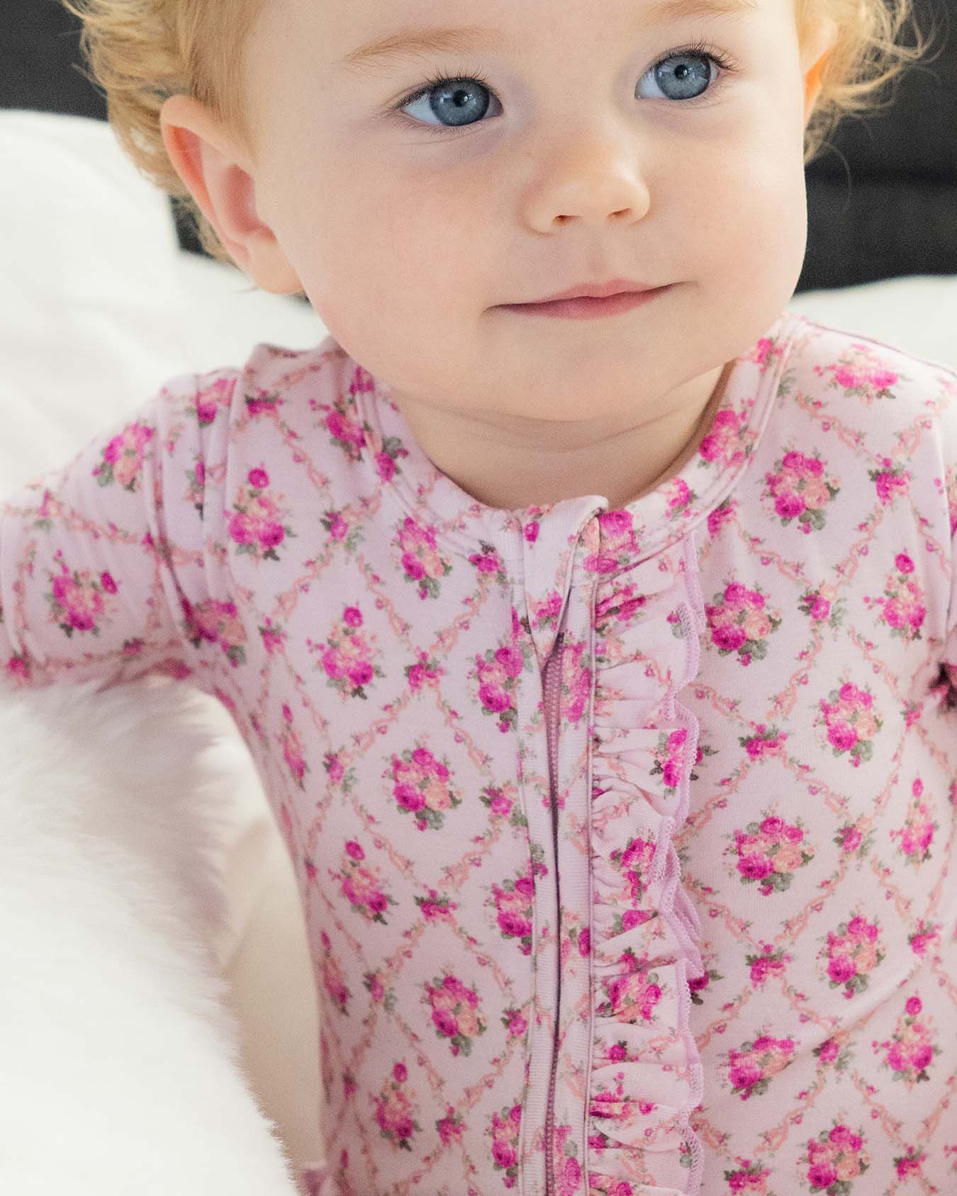 Caroline Ruffled Zippered Footie