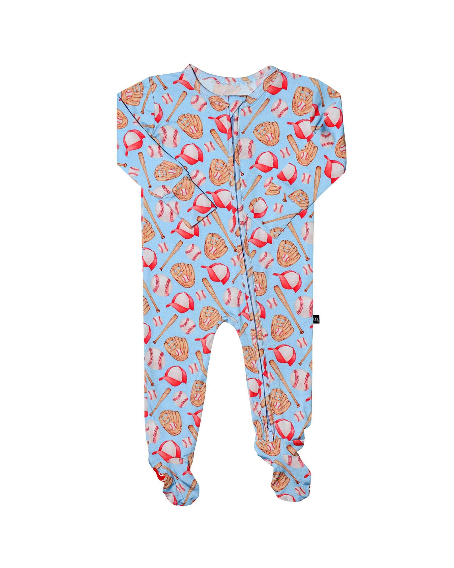 Baseball Zippered Footie