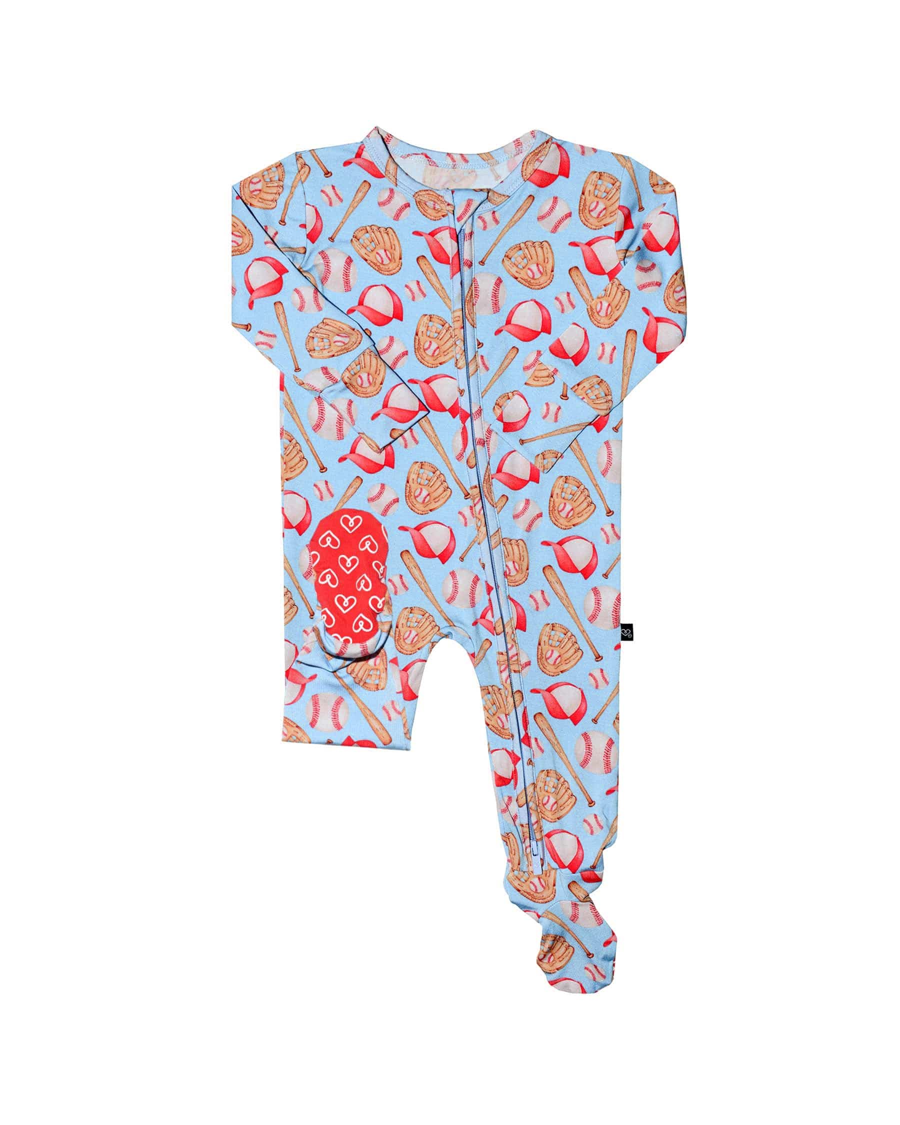 Baseball Zippered Footie