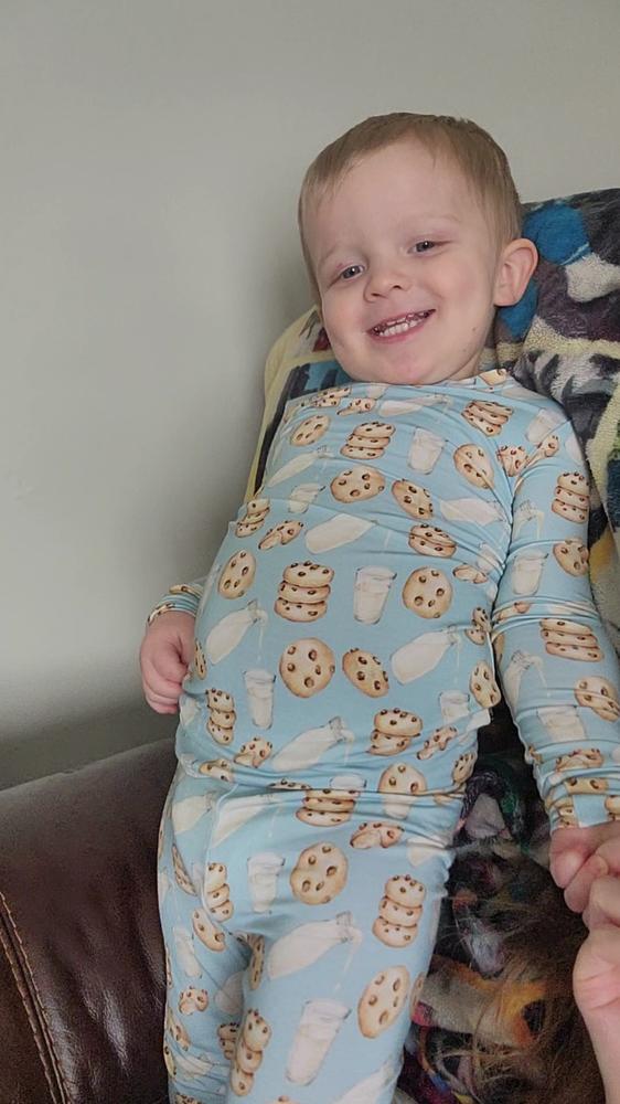 Customer photo: boy in cookie print pajamas