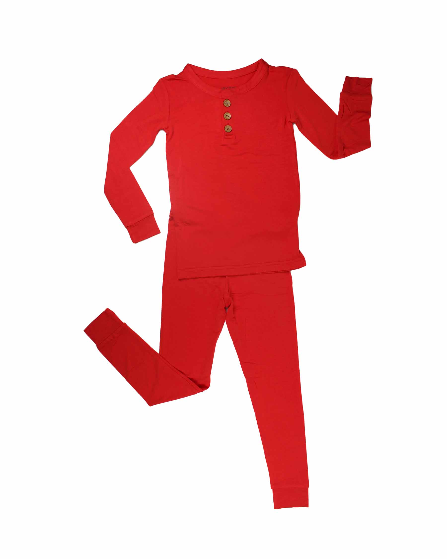 Scarlet Red Henley Pajama Set