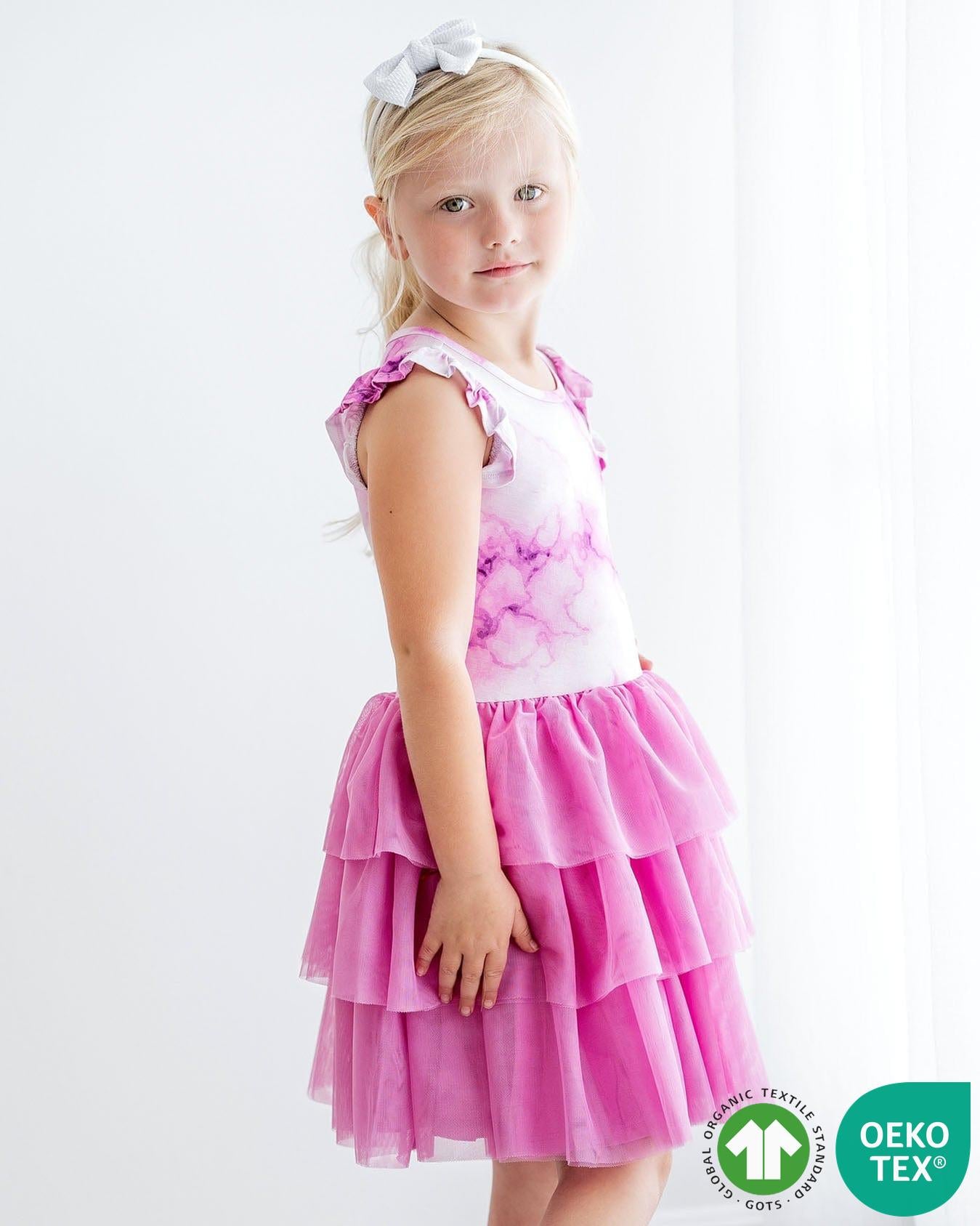 Pink Marble Sustainable Bamboo Tutu Tulle Dress