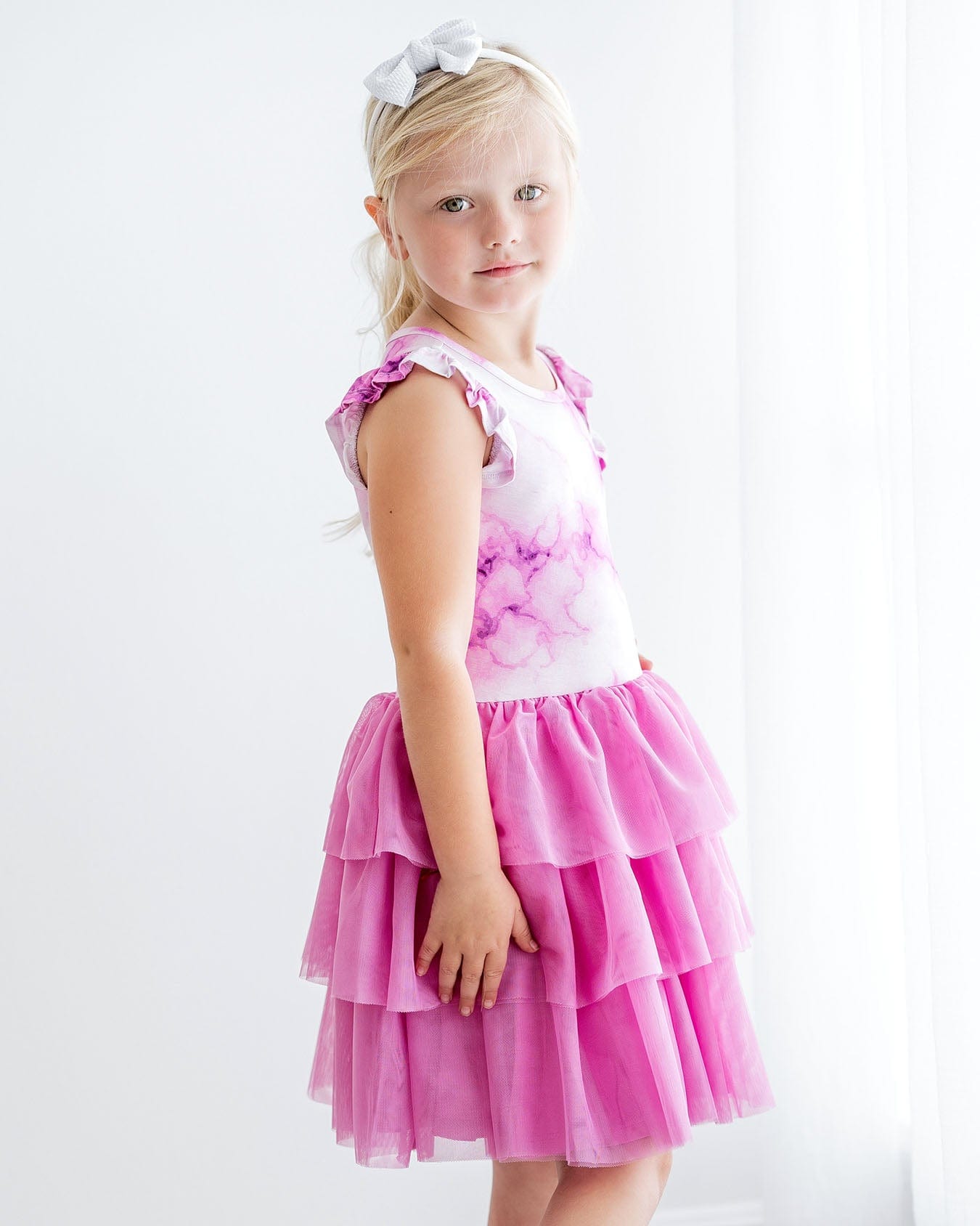 Pink Marble Sustainable Bamboo Tutu Tulle Dress