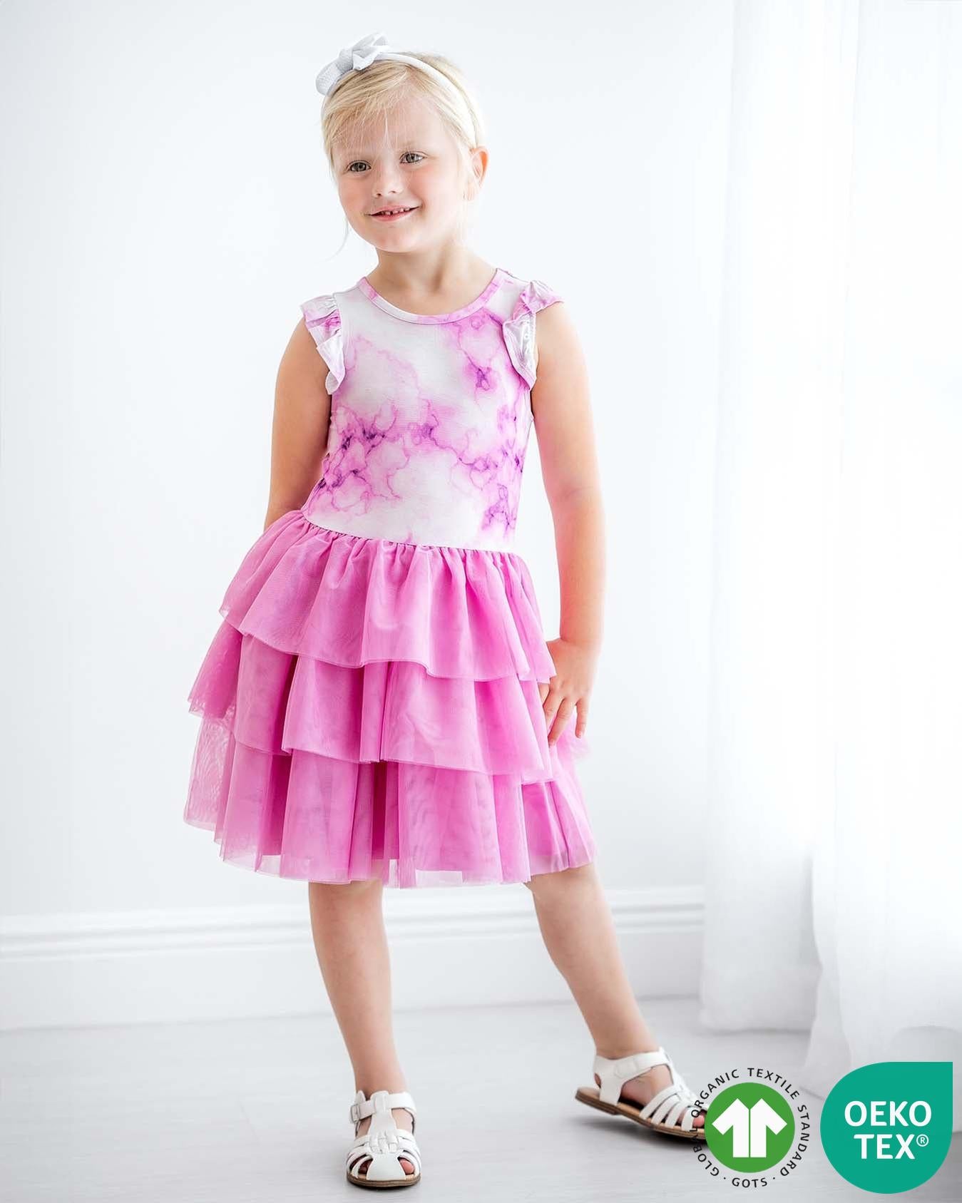 pink marble dress Viola Dress - Pink Marble Print, AU/UK 12