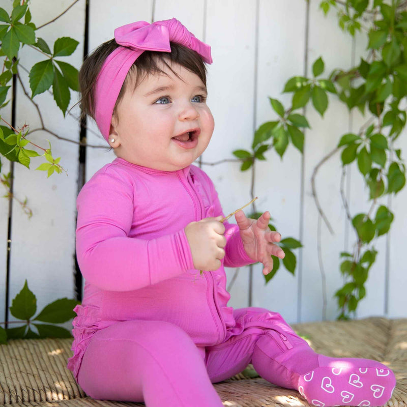 Raspberry Ruffled Footie