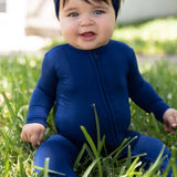 Navy Zippered Footie