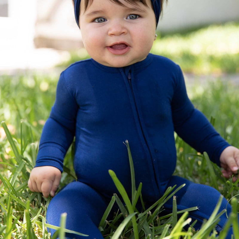 Navy Zippered Footie