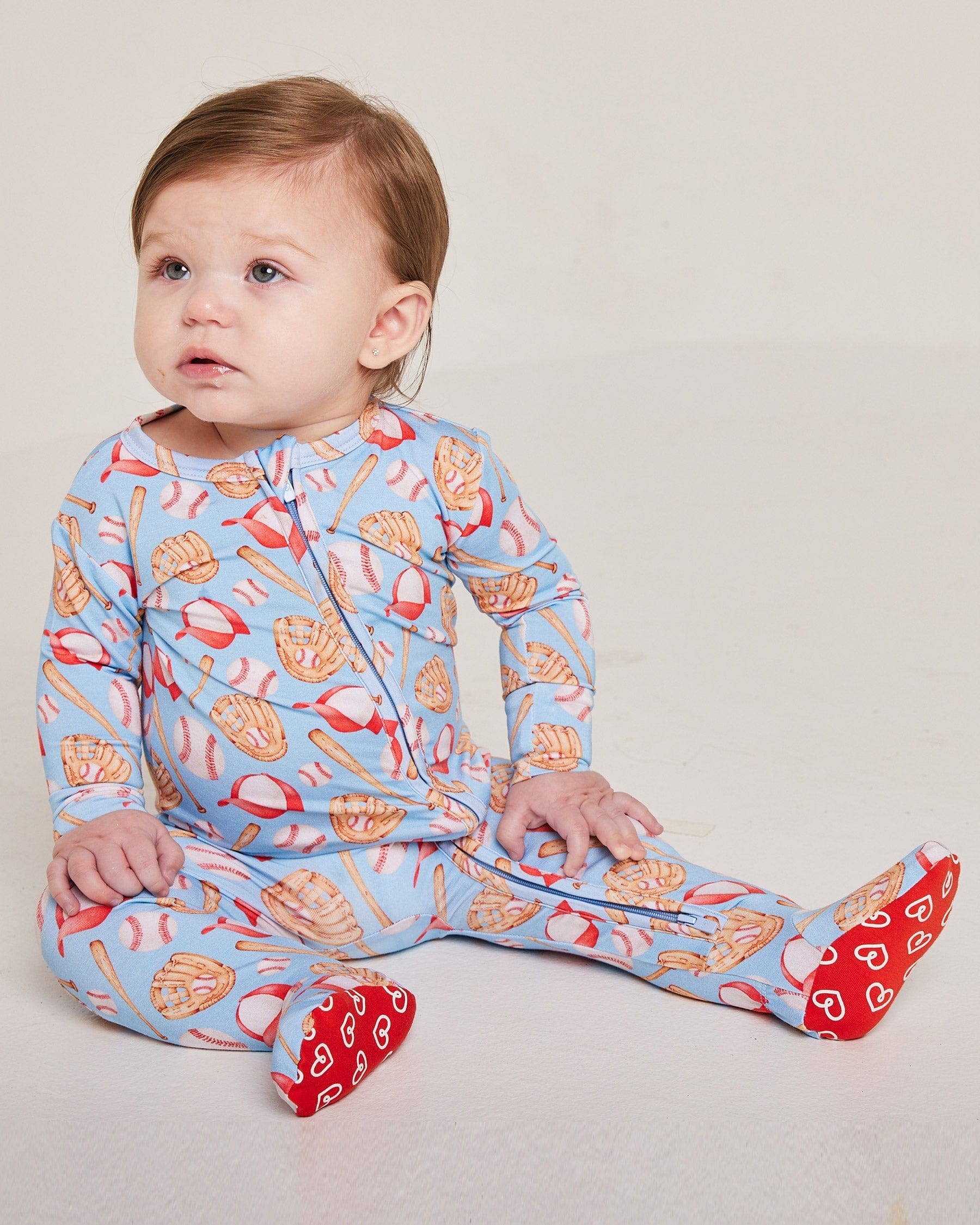 Baseball Zippered Footie