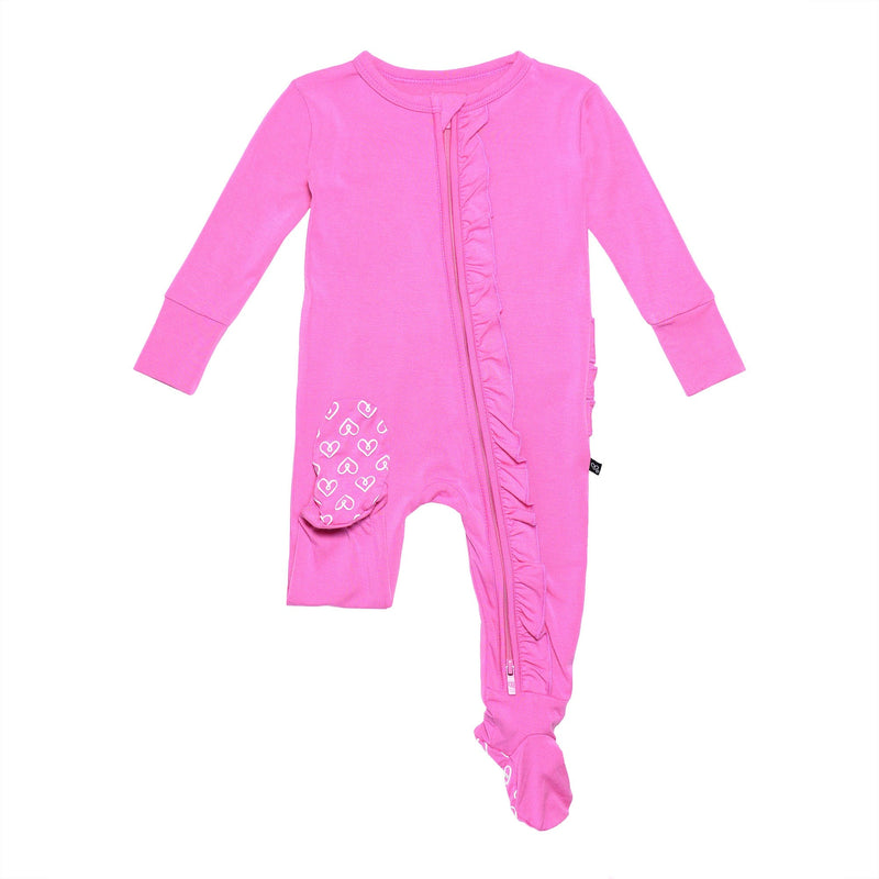 Raspberry Ruffled Footie